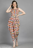 White crepe checkered owl jumpsuit for girls and women, available in multiple sizes (S-XL)
