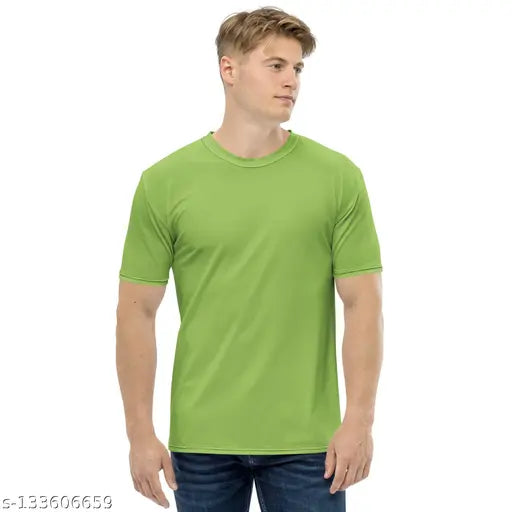 Trendy pack of 3 poly blend half sleeve round neck T-shirts for men, solid color in M and L sizes, fashionable apparel from India