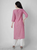Solid linen A-line women's cotton kurti, three-quarter sleeves, Anarkali style from India's beloved SQKURTI brand