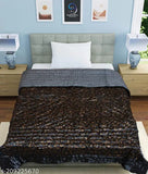 Grey satin KEERRAZ Patti double quilt, Jaipuri print, heavy winter bedding accessory