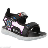 PU sole black & purple CANVA KIDDY indoor-outdoor sandals for boys and girls, adjustable Velcro fastening