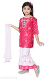 Rayon casual partywear kurta and pallazzo with printed net pattern for girls aged 2-10 years, India origin