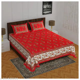 Pure cotton double bedsheet, 180 TC, floral design with 2 matching pillow covers. Ideal for summer, perfect for adults. Jaipuri Cotton quality from India." (114 characters)