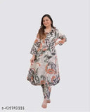 Pure cotton floral print ethnic kurta set with pants for women, three-quarter sleeves, trending design Aline Anarkali