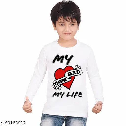 Cotton blend full sleeve sweatshirt with "My MomDad" print for kids, perfect for casual wear