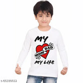 Cotton blend full sleeve sweatshirt with "My MomDad" print for kids, perfect for casual wear