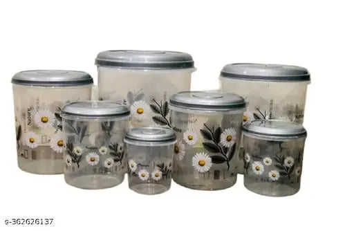 Grey plastic mixer jars by KHODAL (pack of 6, capacities: 1000 ml, 2000 ml, 3000 ml, 6000 ml, 8000 ml, 12000 ml)