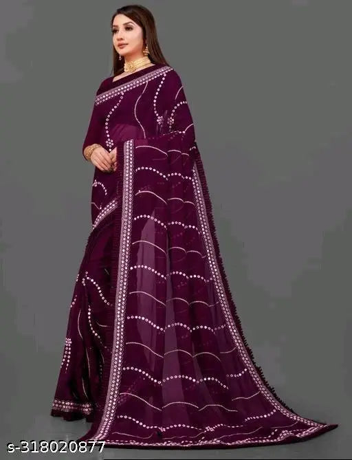 Georgette embroidered lace sari with separate blouse piece for women, featuring heavy beadwork and intricate lace detailing. Perfect for festivals, weddings, or traditional occasions