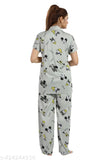 Sigma Trede printed satin nightwear set for women and girls - trending long-sleeve shirt and pyjama coord set, India origin
