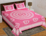 Multicolor double jaipuri pure cotton flat sheets & pillow covers, superfine quality for adult bedding, Indian origin