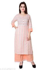 Striped cotton kurta and palazzo set by Pp The Fashion Hub, machine-washable clothing for women and girls in sizes M to 4XL
