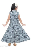 Cotton blend sleeveless Grown dress for kids, printed net Indian festive wear, quality perfect gown for ages 2-11 years
