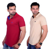 Cotton blend polo neck T-shirt combo of 2, solid color, short sleeves, La MIlano from India