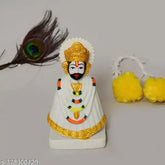 White resin statue of Khatu Shyam Ji, traditional Indian decorative idol for home temple or office use