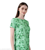 Large lycra summer t-shirt for women, trendy printed design with casual look