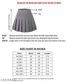 High-waisted above knee pleated mini tennis skater skirt in solid polyester, perfect for fashionable cycling and various occasions