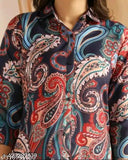 Rayon printed net kurta set with palazzos for women, long sleeves and various sizes available