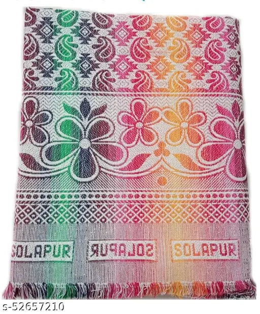 Multicolor floral printed pure cotton Solapur Blanket. Vibrant, soft, and ideal for mild winter seasons