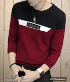 Colorblocked cotton-blend long sleeves men's T-shirt, Meetri brand, India origin