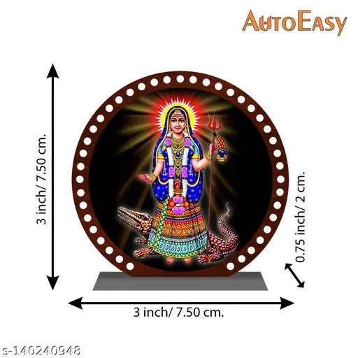 Multicolor acrylic Khodiyar mata idol for car dashboard or home decor, perfect for gifting and office use. Religious figurine with divine look and attractive design