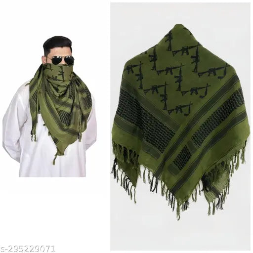 Camouflage print cotton scarf, army commando design, men's long sleeve accessory