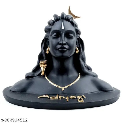 Black polyresin Handicraft Shiva God Idol statue for car dashboard, decorative showpiece for living room - 9cm