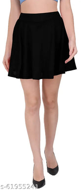 Women's flared polycotton mini skater skirt with shorts, solid net, size 28, 30, 32, or 34