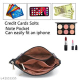 Black PU sling bag for women's fashion, solid style with two compartments, free size (9in x 4in x 7in), made in India