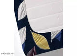 Navy Blue Elastic Fitted Cotton Bedsheet with Pillow Covers by D K S CREATIONS - Botanical print, superfine quality, ideal for summer, adult use