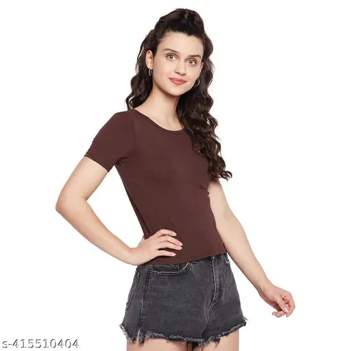 Indian-made women's cotton half sleeves round neck t-shirts - pack of 3, classic solid style