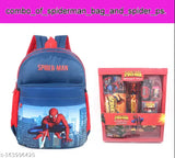 Multicolor printed canvas spider school bag with matching pencil set, suitable for outdoor activities and festivals for ages 6-12, free size (L49cm x W30cm), made in India