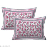 Indian-made, Jaipuri pure cotton king size bedsheet with two zippered pillow covers, featuring vibrant Rajasthani floral print - ideal for summer use