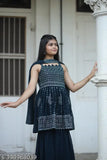 Morpichh blue Georgette plazo suit with embroidered embellishments, children's ethnic wear aged 3-15 years, India origin