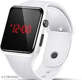 White rubber digital watch for men, kids, boys, girls - multi-functional, suitable for daily use & parties