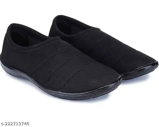 Canvas slip-on sneakers by Leemax: trendy winter shoes for women with stretchy upper & PVC sole, India origin