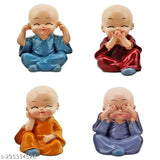 Resin Little Baby Monk set of 4 car dashboard ornaments, decorative showpiece for home dcor, suitable for gifts