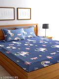 White floral cotton double bedsheet set (90x90 inches), ANTRIN 160TC with 2 pillow covers, ideal for adults, made in India
