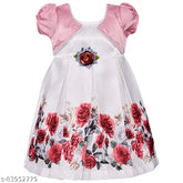 Silver satin printed net knee-length dress for baby girls, spruce up wardrobe by Wishkaro, 2-3 years size