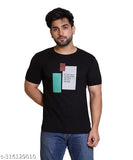 Black cotton MEXMY Mens Typography Regular Round T-shirt with short sleeves, printed pattern, size M (chest 19in, length 26in), from India