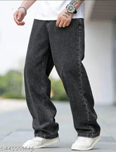 Men's black denim jeans KALI, solid pattern, size 28/30/32 from India