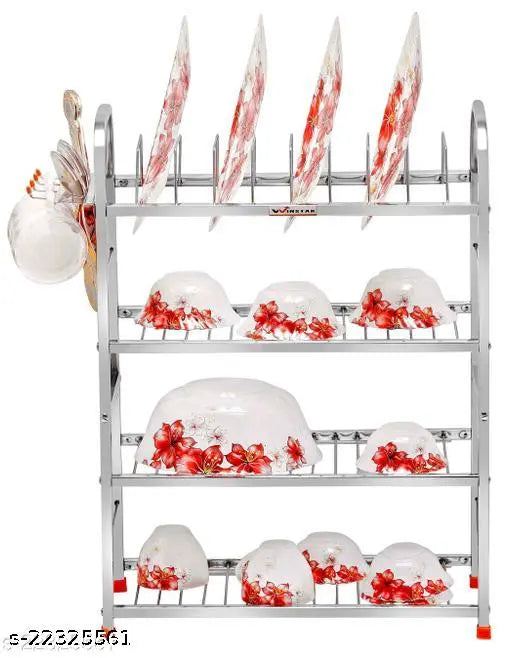 Stainless steel utility rack & holder, free size for storing wet utensils, easy assembly and clean