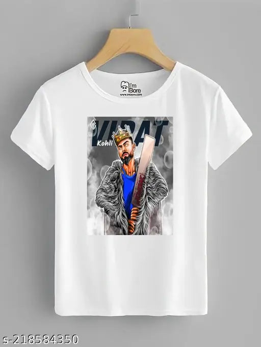 Cricket jersey: India cotton blend t-shirt with Virat Kohli, Dhoni, Rohit print. Short sleeves, polyester fabric, unique printed design, available in sizes S-XXL