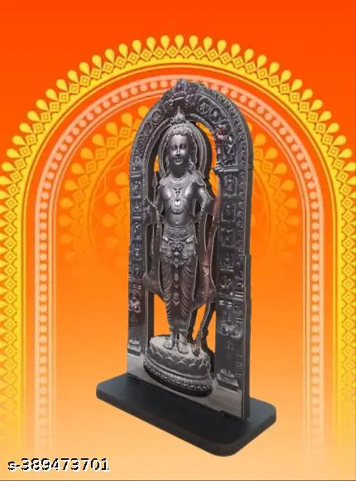Black MDF Wooden Ram Lalla Ayodhya Murti Cutout, Indian 3D designed artwork for home decor