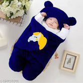 Microfiber Aakriti baby unicorn embroidered hooded blanket for 0-6 month babies, free size (75x68in), India origin