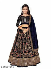 Multicolor embroidered satin lehenga choli (14-15 years), traditional Indian partywear with semi-stitched net fabric