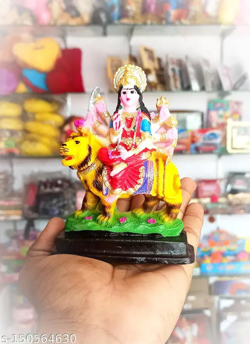 Durga Ambe devi maa Mataji marble resin idol figure, size 13x10x3cm, Indian god showpiece