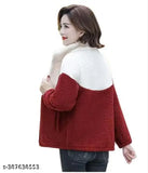 Colorblocked wool M Red Dual LC long-sleeve sweater on hanger, India origin