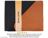Black & Tan faux leather men's wallet with snap lock, perfect for essential storage