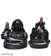 Parth Poly Resin Adiyogi Smoke Fountain Backflow with 20 Cones, handcrafted Indian art piece featuring Lord Shiva and a smokey waterfall effect