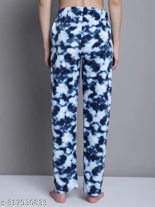 Feminine maxi cotton pyjama pants, elastic waist, two pockets, soft knit fabric, sophisticated design, colorful pattern, Shararat women's nightwear